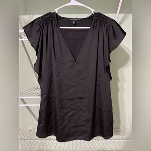 Solid Black Flutter Sleeve Blouse